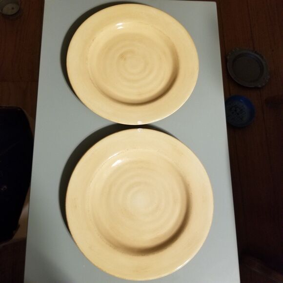 Gibson elite handpainted salad/dessert plates READ shades of oatmeal - Picture 1 of 11